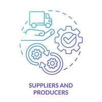 Suppliers and producers blue gradient concept icon. Category of cooperative members abstract idea thin line illustration. Manufacturing. Isolated outline drawing. vector