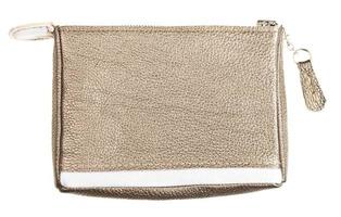 gold brown soft leather vanity bag photo