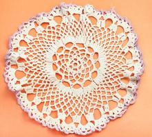 placemat with embroidered crochet lace photo