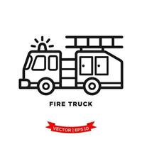 fire truck illustration in trendy flat design vector