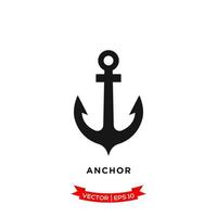 plantilla de logotipo de vector de icono de ancla en diseño plano de moda