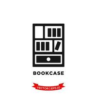 bookcase icon, bookshelf icon in trendy flat design vector