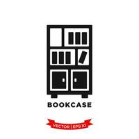 bookcase icon, bookshelf icon in trendy flat design vector