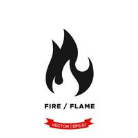 icono de llama en diseño plano de moda, icono de fuego vector