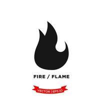 icono de llama en diseño plano de moda, icono de fuego vector