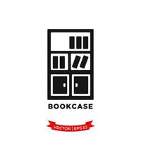 bookcase icon, bookshelf icon in trendy flat design vector
