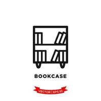 bookcase icon, bookshelf icon in trendy flat design vector