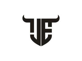 Initial JE Bull Logo Design. vector