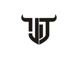 diseño inicial del logotipo del toro jt. vector