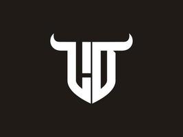 Initial LD Bull Logo Design. vector