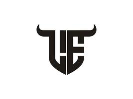 Initial LE Bull Logo Design. vector