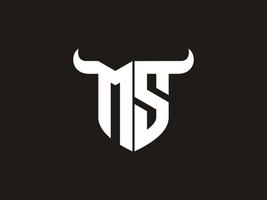 Initial MS Bull Logo Design. vector