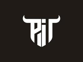 Initial PI Bull Logo Design. vector