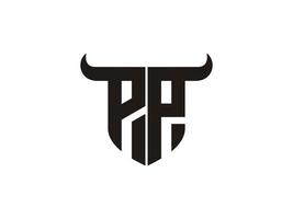 Initial PP Bull Logo Design. vector