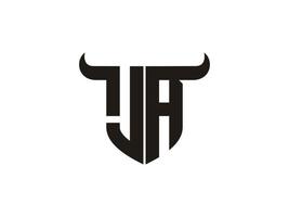 Initial JA Bull Logo Design. vector