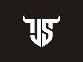 Initial JS Bull Logo Design. vector