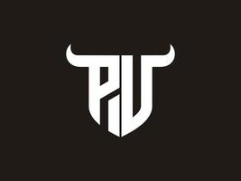 Initial PV Bull Logo Design. vector