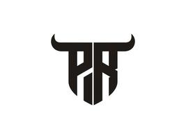 Initial PR Bull Logo Design. vector