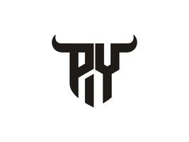 Initial PY Bull Logo Design. vector