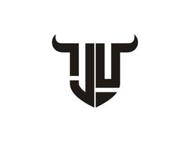 Initial JU Bull Logo Design. vector