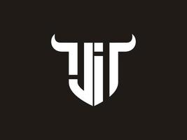 Initial JI Bull Logo Design. vector