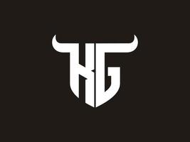 diseño inicial del logo del toro kg. vector