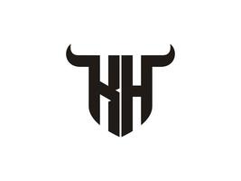 Initial KH Bull Logo Design. vector