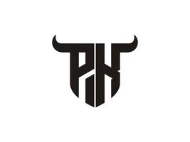 Initial PK Bull Logo Design. vector