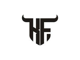 Initial KF Bull Logo Design. vector