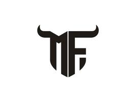 Initial MF Bull Logo Design. vector