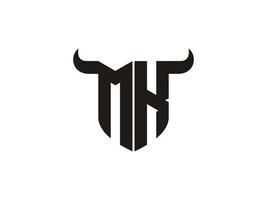 Initial MK Bull Logo Design. vector