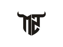 Initial MZ Bull Logo Design. vector