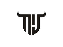 Initial NJ Bull Logo Design. vector