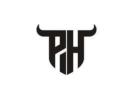 Initial PH Bull Logo Design. vector