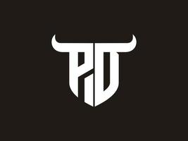 Initial PD Bull Logo Design. vector