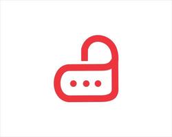 lock icon with love shape vector