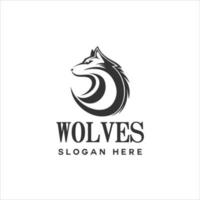 wolf head silhouette logo vector