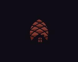 unique house logo with pinecone design vector