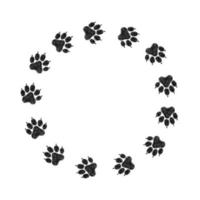 Dog paw circle frame vector