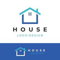 A creative logo design for a monogram or geometric house or residential building in a flat and linear style. Logo for property, building construction, architecture, and business. vector