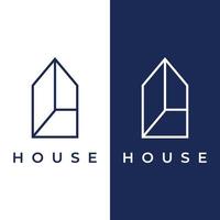 A creative logo design for a monogram or geometric house or residential building in a flat and linear style. Logo for property, building construction, architecture, and business. vector