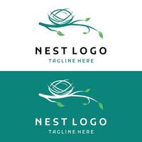 Plantilla de ilustración vectorial de diseño creativo con logotipo de hipster de nido de pájaro. vector