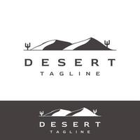 desierto caliente y dunas diseño de vector de plantilla de logotipo abstracto con cactus que muestra fondo aislado de dunas de arena.
