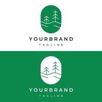 Creative abstract pine tree and pine forest Logo template design isolated background.Logos for badges,business,christmas,brands and natural products. vector