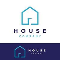 A creative logo design for a monogram or geometric house or residential building in a flat and linear style. Logo for property, building construction, architecture, and business. vector