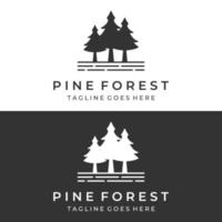 diseño de plantilla de logotipo de pino abstracto creativo y bosque de pino fondo aislado.logotipos para insignias, negocios, navidad, marcas y productos naturales. vector