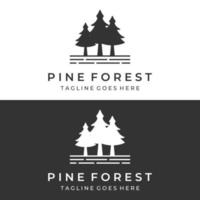 Creative abstract pine tree and pine forest Logo template design isolated background.Logos for badges,business,christmas,brands and natural products. vector