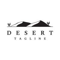 Hot desert and dunes abstract logo template vector design with cactus showing sand dunes isolated background.