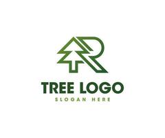 logotipo de la letra r árbol vector