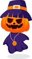 Halloween Pumpkin Witch Character Design Illustration vector